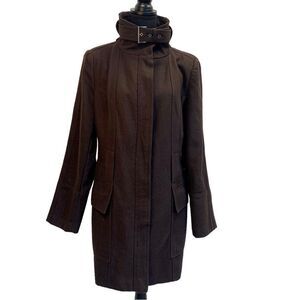 ZARA chocolate brown high neck coat Sz XL